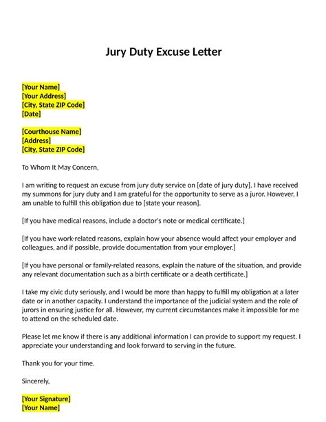 10 FREE Jury Duty Excuse Letter Templates In MS Word | Google Doc | PDF