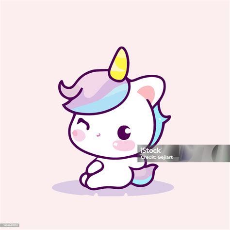 Cute Unicorn Illustration Unicorn Kawaii Chibi Vector Drawing Style Unicorn Cartoon Stock ...