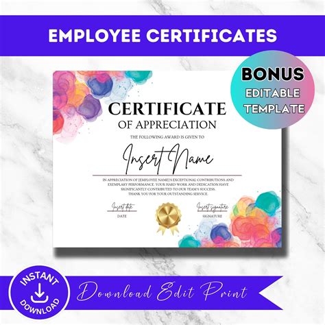 Employee appreciation certificate template of employee recognition ...