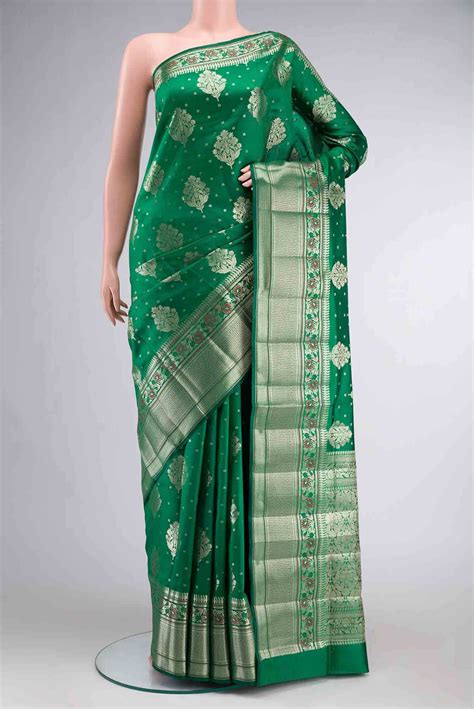 Green Banarasi Raw Silk Saree – Nalli Silk Sarees Pvt Ltd