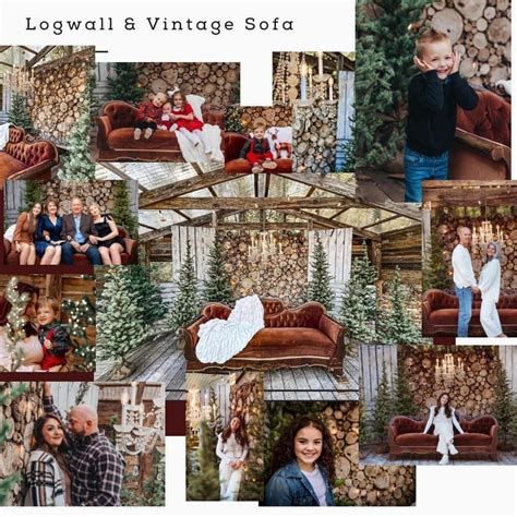 Christmas Logwall & Vintage Sofa , Mayberry Acres, Woodstock, 5 ...