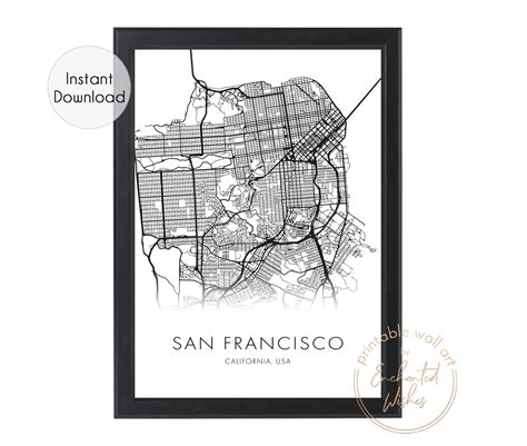 Large San Francisco City Map Print - Wall Art Printable Prints