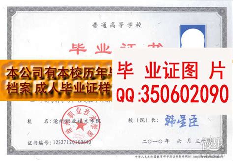 沧州职业技术学院毕业证档案图片院长