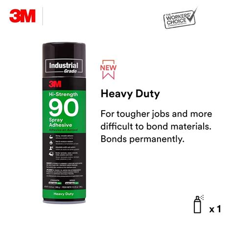 3M 90 Hi-Strength Spray Adhesive 17.6 oz (500 grams)/ Heavy Duty/ Bonds ...