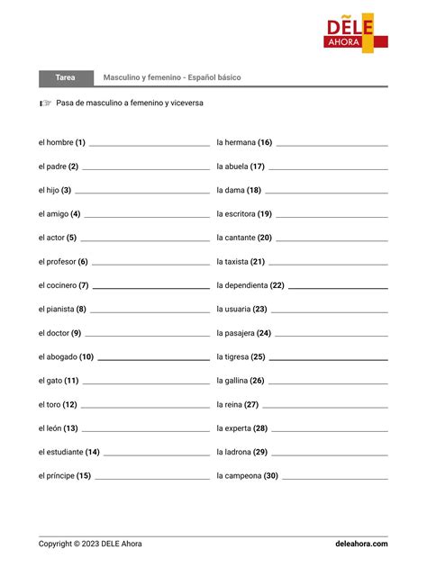 Masculino y femenino - Español básico | Gramática