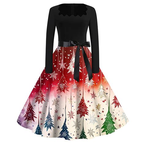 Christmas Dresses for Women Plus Size Christmas Costumes Glitter Xmas ...