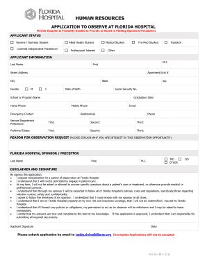 Florida Hospital Form - Fill and Sign Printable Template Online