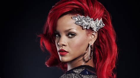 Rihanna, Singer, red, hair, 4K HD Wallpaper