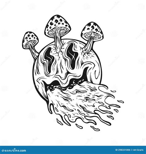 Trippy Toadstool Dripping Emoji Silhouette Vector Illustration | CartoonDealer.com #298331006