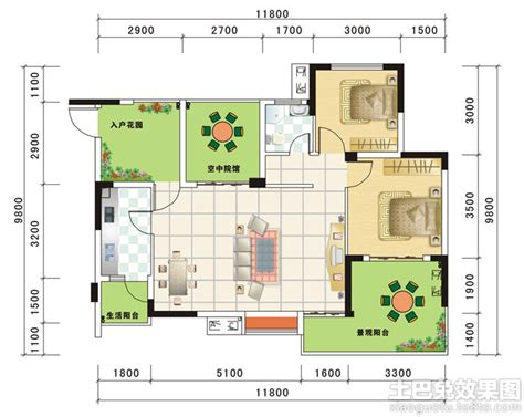 两室一厅房屋设计平面图_土巴兔装修效果图