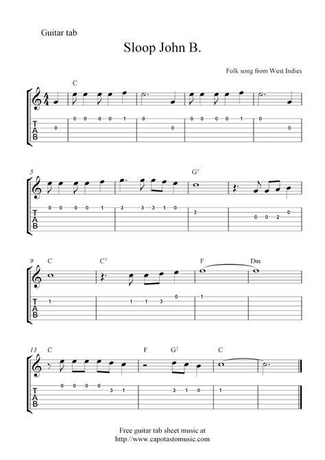 Easy Sheet Music For Beginners: Free guitar tablature sheet music notes ...