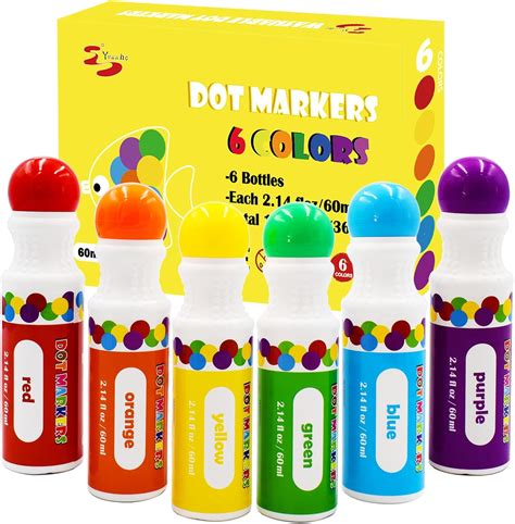 Amazon.com: Yuanhe Dot Markers Bingo Daubers - 6 Colors Washable Paint ...