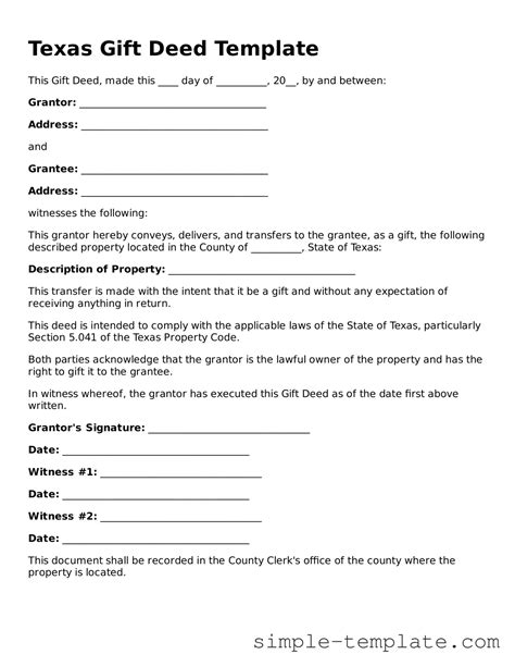 Make Your Texas Gift Deed With Our Fillable Template