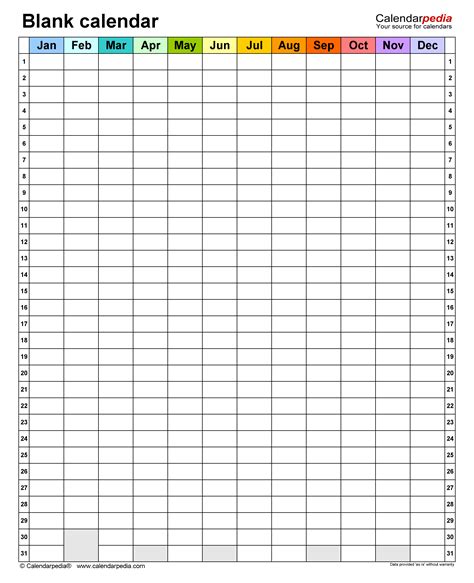 Blank Calendars - Free Printable Microsoft Word templates
