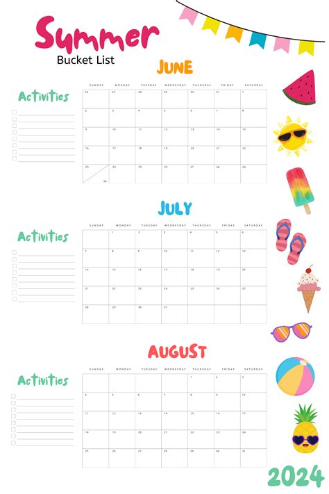 Summer Calendar Printable 2024 - Printable Crossword Puzzles