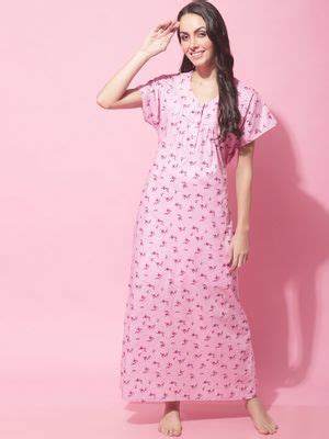 Buy Secret Wish Womens Pink Cotton Nighty Online