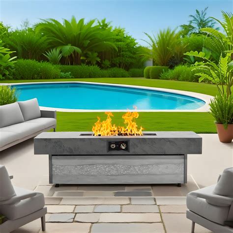 Latitude Run® Outdoor Firepit Table, 48 X 24 Inch Rectangle Fire Pit ...