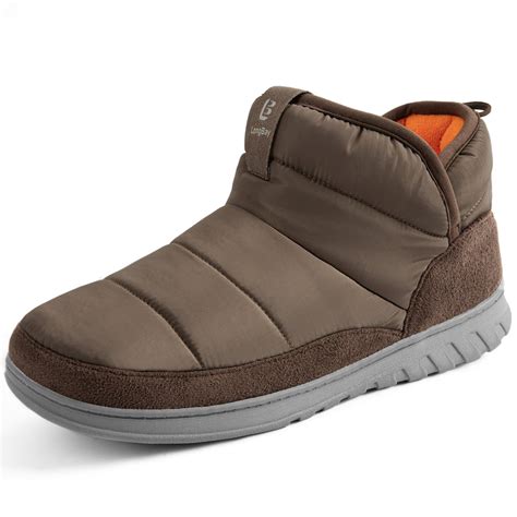 LongBay Mens Bootie Slippers with Memory Foam Indoor Outdoor Warm House ...