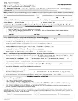 Fillable Online SPQ - Service Provider Questionnaire and Substitute W-9 ...