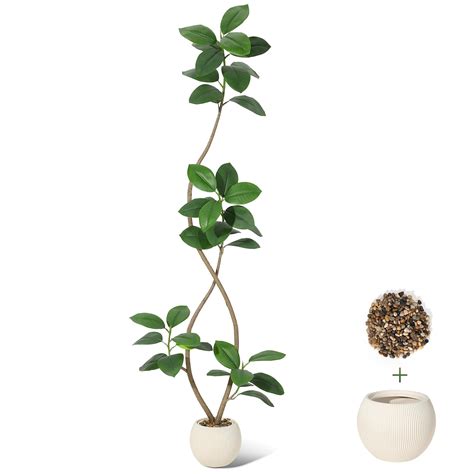 Huisuilinss Artificial Rubber Tree,Artificial Fiddle Leaf Fig Tree ...