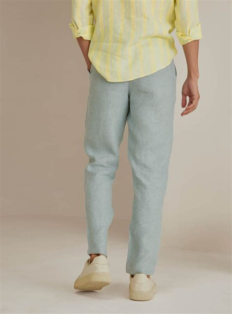 Buy Linen Cruise Pants | Casual Teal Solid Pant for Men Online | Andamen