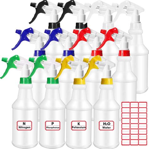 meekoo 12 Pcs 32 oz Plastic Spray Bottles Heavy Duty Spraying Leak ...