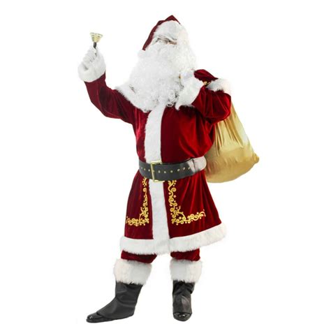 Deluxe Santa Costume for Men Santa Claus Suit 12pcs. Adults Christmas ...