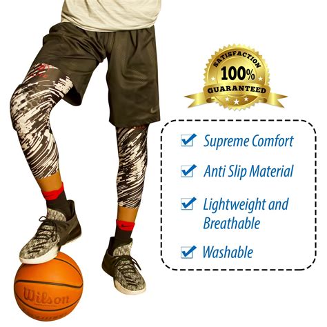 B-Elite Basketball Compression Leg Sleeves With Hexpad Knee Calf Pad ...