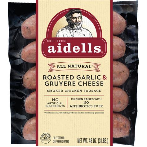 Aidells Roasted Garlic & Gruyere Cheese Smoked Chicken Sausage (48 oz ...