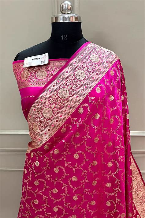 Pink Eragon Jaal Katan Silk Banarasi Saree – Mohsin Textiles