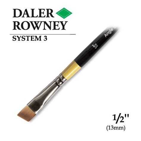DALER & ROWNEY SYSTEM 3 BRUSH SYNTHETIC HAIR SHORT HANDLE ANGLE SHADER ...