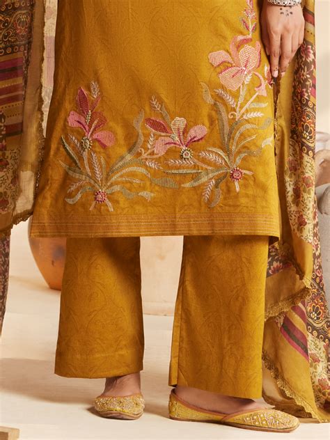 Jivika Cotton Multi-Head-Embroidered Unstitched Suit Set – Label Ramtex