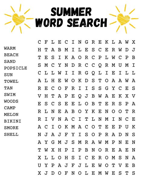 Summer Wordsearch Printable PDF Summertime Word Search - Etsy | Word ...