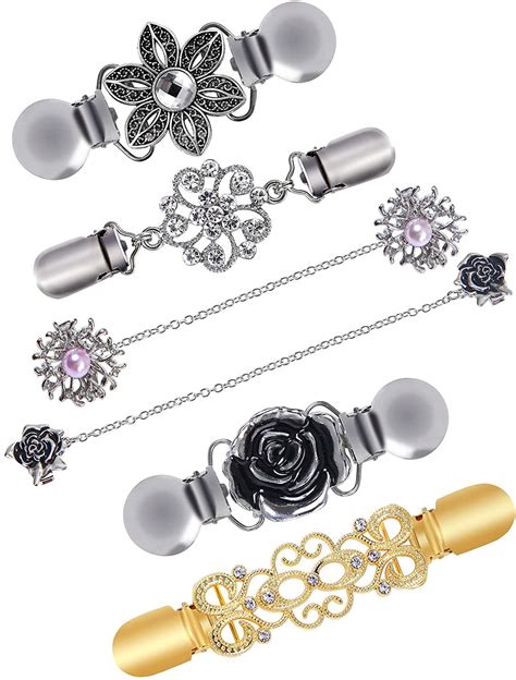 6PCS Fit Dress Cinch Clips Set, Scarf Clip, Retro Cardigan Collar Clips ...
