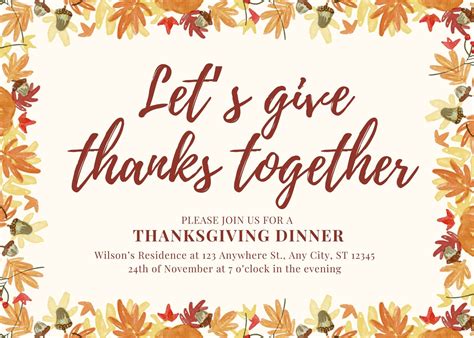 Editable Thanksgiving Invitations