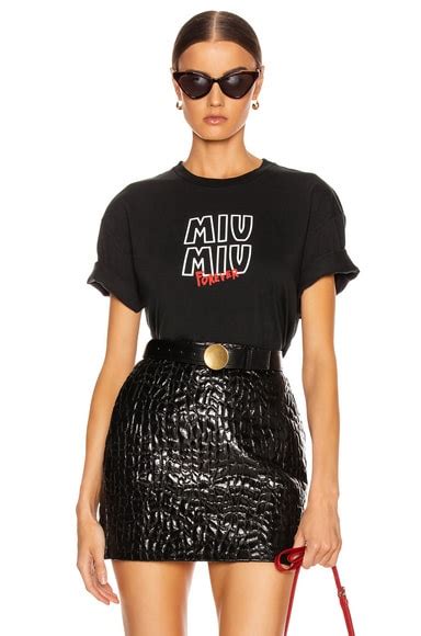 Miu Miu Logo T Shirt in Black | FWRD