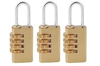 EGK 4 Digit Brass Resetable Lock Set of 3 : Amazon.in: Home Improvement