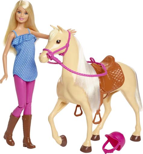 Barbie Doll & Horse Set with Blonde Doll in Riding Outfit, Light Brown ...