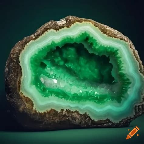 Close-up photo of a green mineral geode on Craiyon