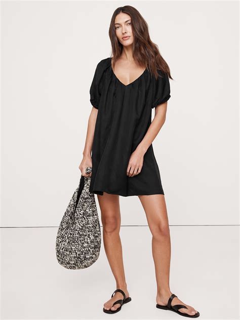 Viscose-Linen Mini Dress | Banana Republic