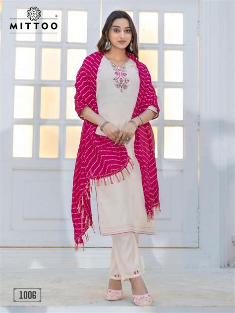 Mittoo Nitika Vatican Top Bottom With Dupatta Collection: Textilecatalog