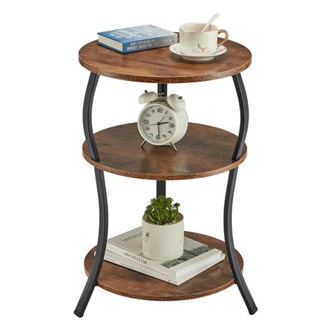 Amazon.com: YEAKOO Round Side Table, 3-Tier Waist End Table with ...