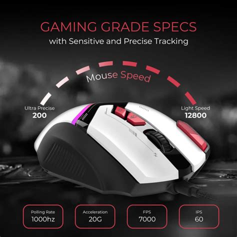 EVOFOX Blaze Wired Ambidextrous Optical Gaming Mouse 12800 DPI Gaming ...