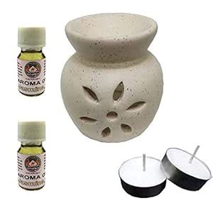 RajasthanKraft Ceramic White Aroma Burner with Jasmine(10ml),Jasmine ...