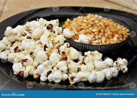 Delicious Ready-made Popcorn and Zea Mays Everta on the Small Plate ...