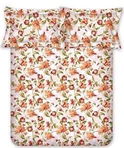 Buy Bombay Dyeing 120 TC Cotton Orange Epigram Double Bedsheet with 2 ...