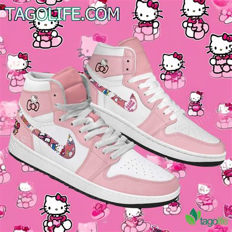 Pink Cute Hello Kitty Air Jordan High Top Shoes - Tagolife