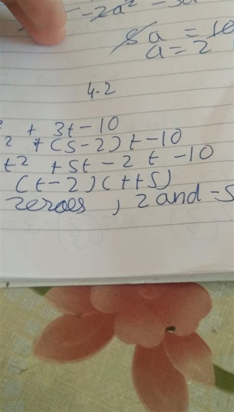 t2 + 3t - 10 = 0solve the equation by factorisation - Brainly.in