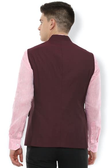 Buy Men Maroon Solid Party Nehru Jacket Online - 658299 | Van Heusen