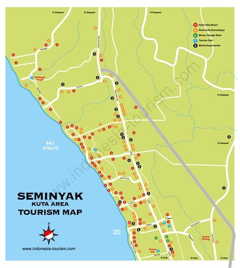Kuta & Seminyak Bali Map - Bali Island , Indonesia Tourism Maps
